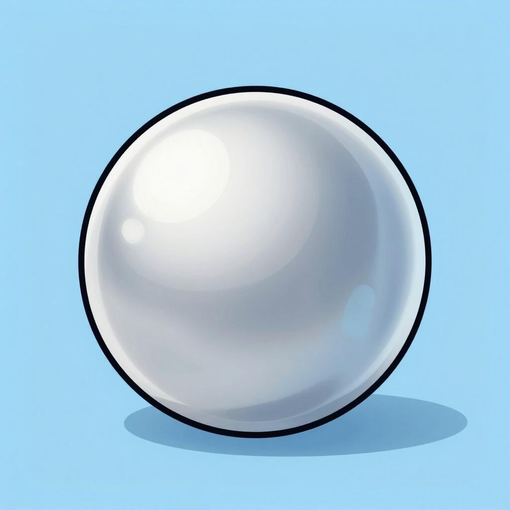 A shiny, solid silver-colored metallic sphere sitting on a plain surface.