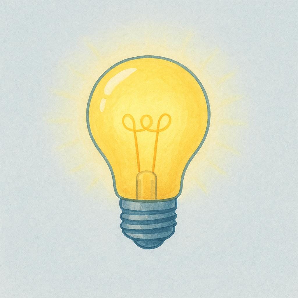 A glowing yellow light bulb shining brightly against a soft blue background.