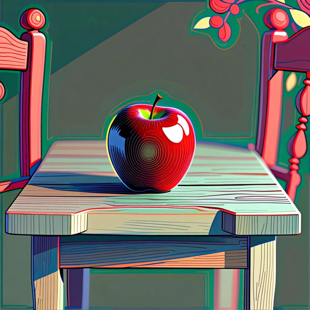 A single red apple on a wooden table, representing the existence of something.