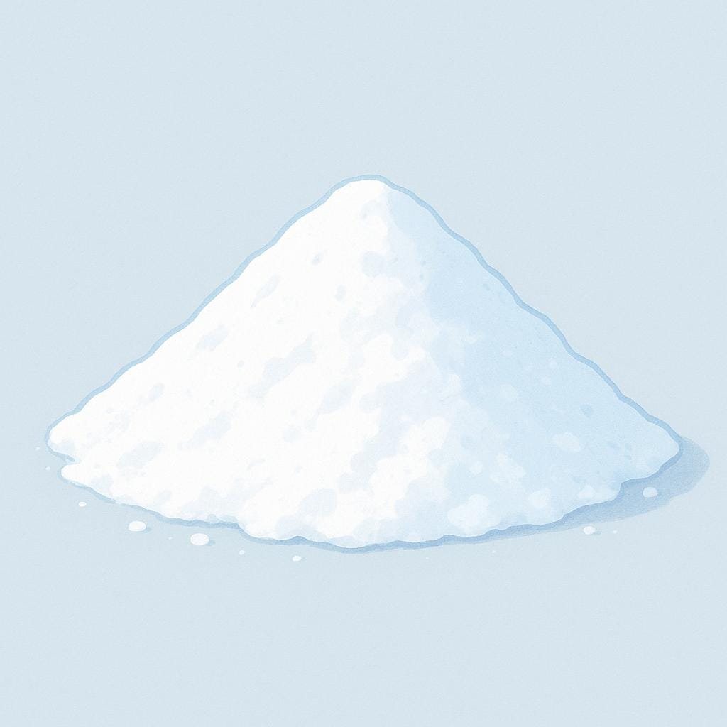 A large, simple heap of bright white mineral lime powder, often used in construction or chemistry.