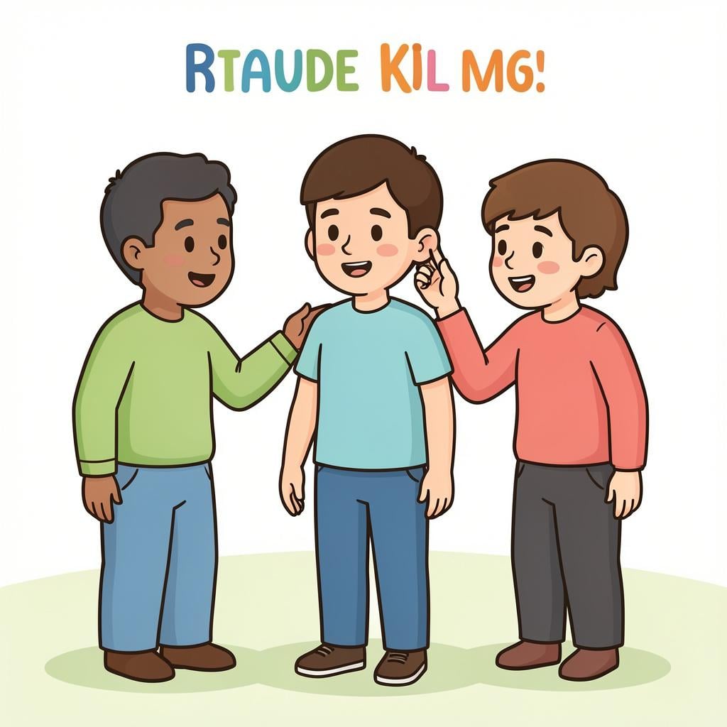 Two people speaking different languages with a third person in the middle whispering to one of them.