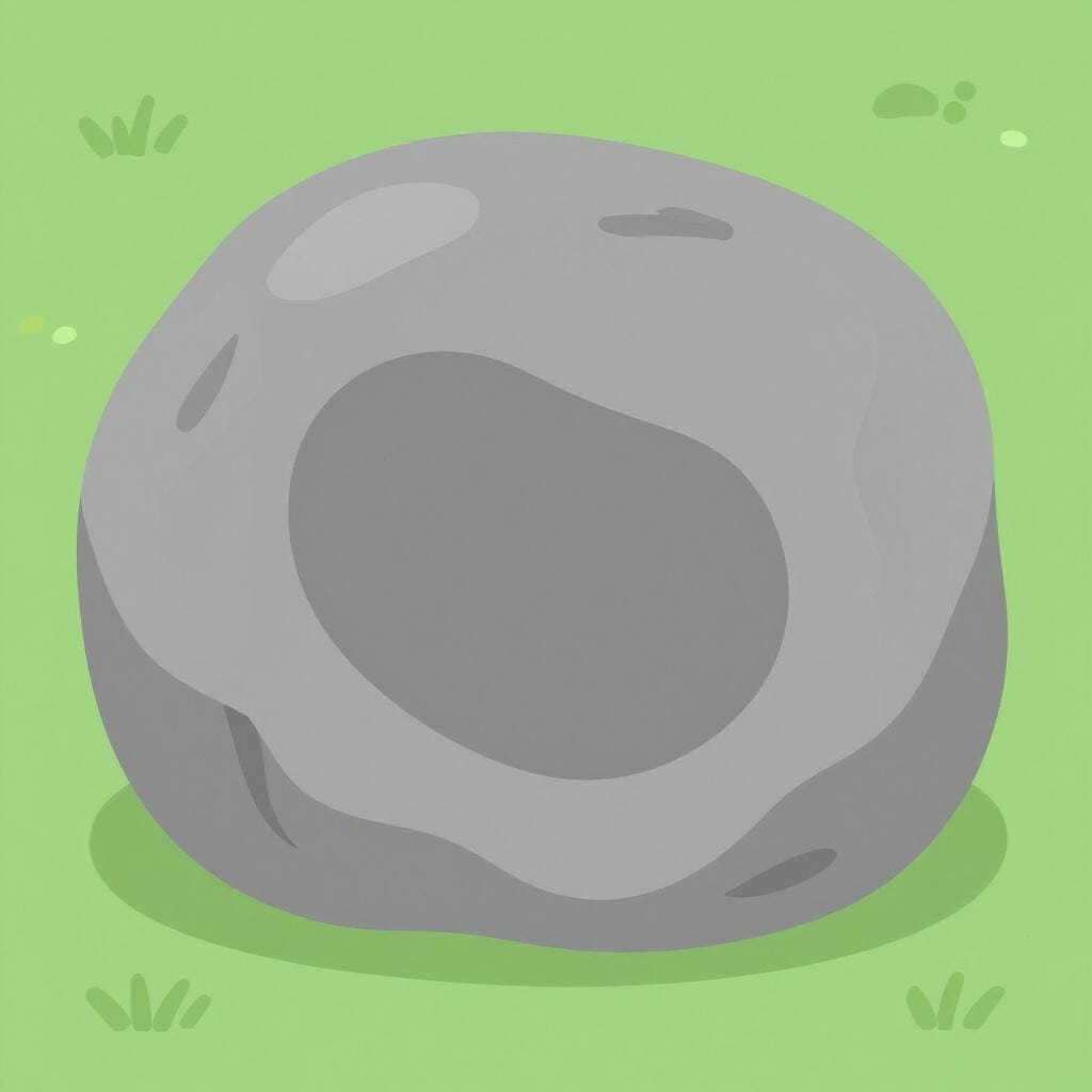 Un'illustrazione colorata di uno spazio vuoto all'interno di una grande roccia grigia.