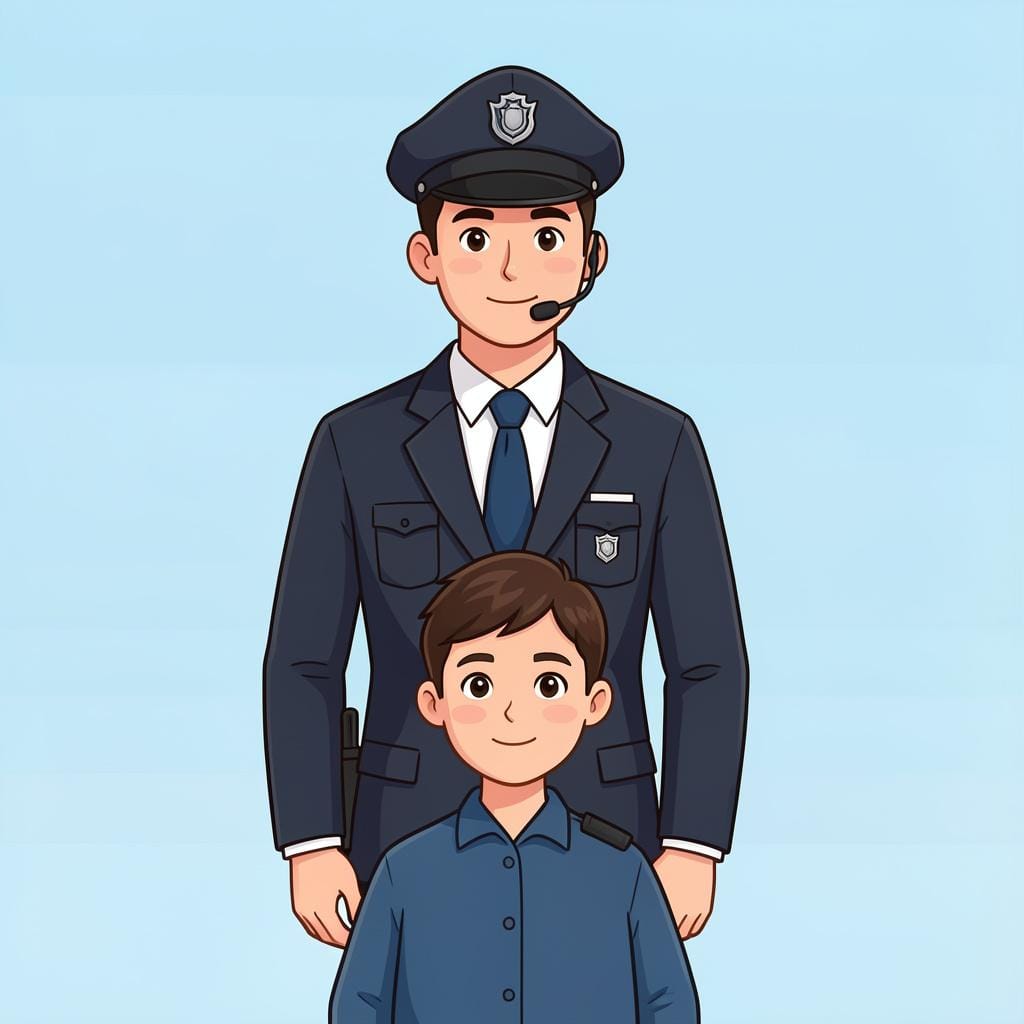 A person in a professional suit with an earpiece standing alert behind a VIP.