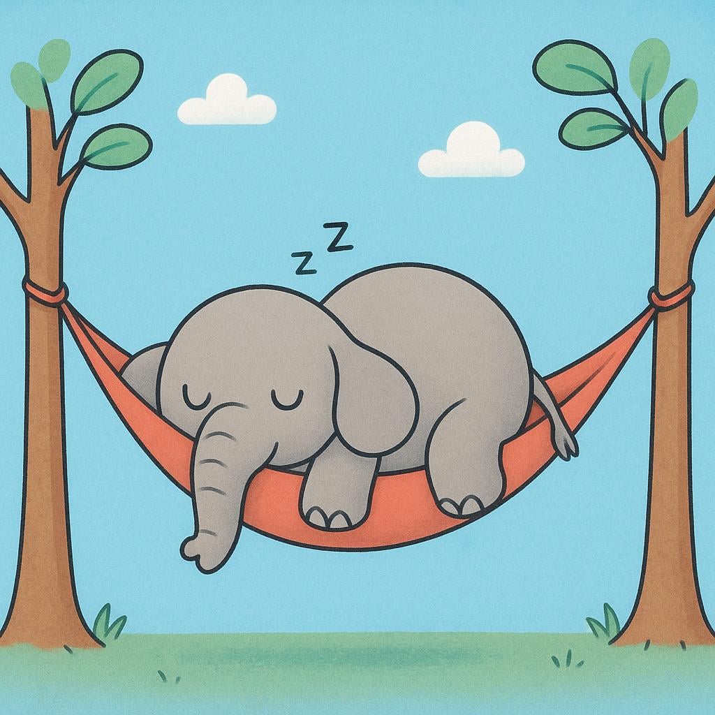 A cartoon rabbit lying flat on the ground, sweat dripping from its brow, looking completely worn out.