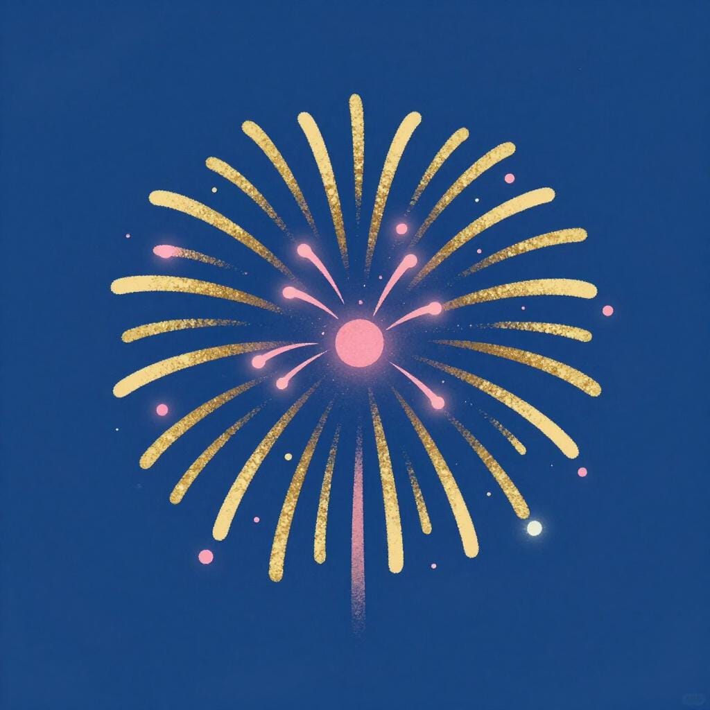 Una luminosa esplosione di fuochi d'artificio colorati contro un cielo notturno blu intenso, che simboleggia una sensazione fisica al culmine.