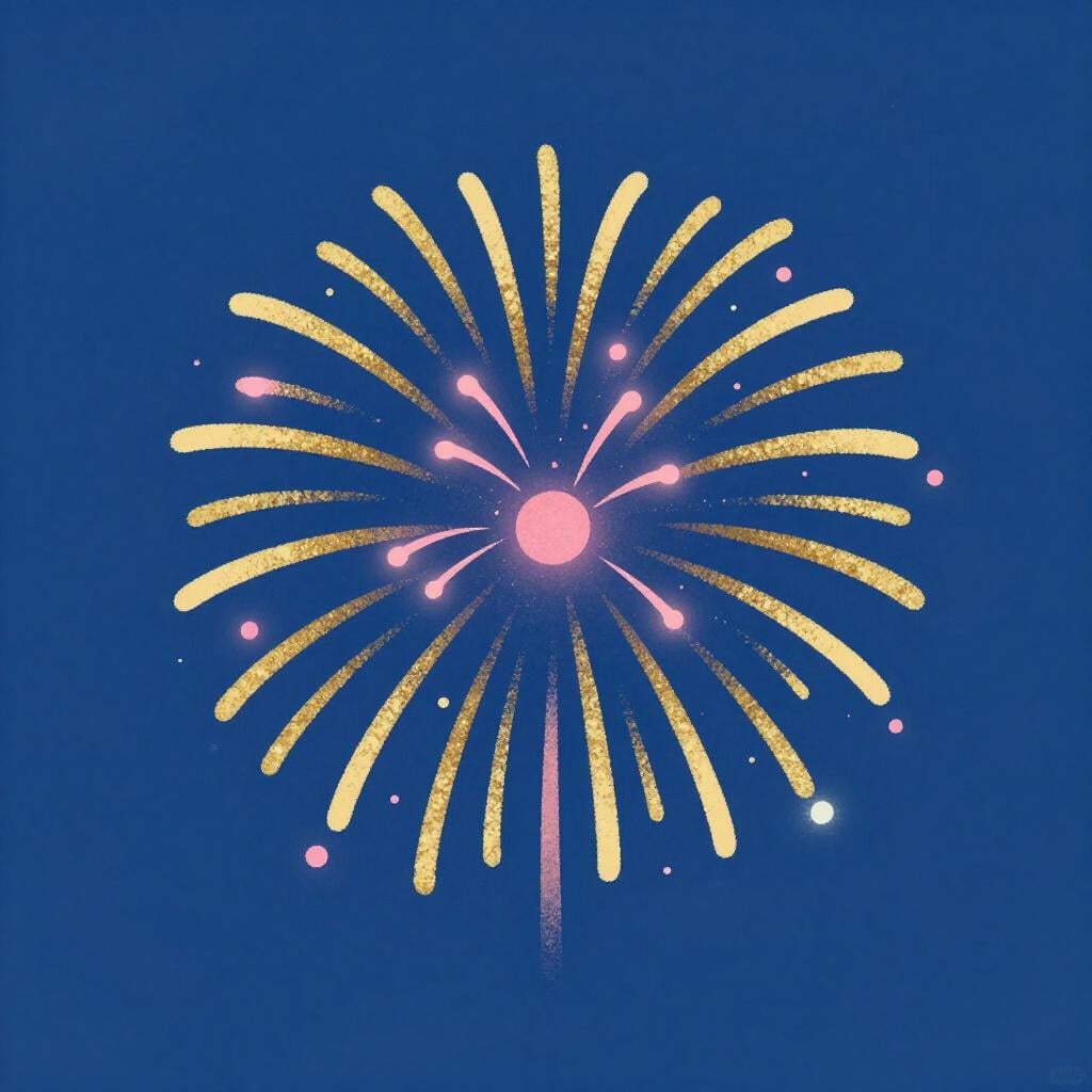 Una luminosa esplosione di fuochi d'artificio colorati contro un cielo notturno blu intenso, che simboleggia una sensazione fisica al culmine.