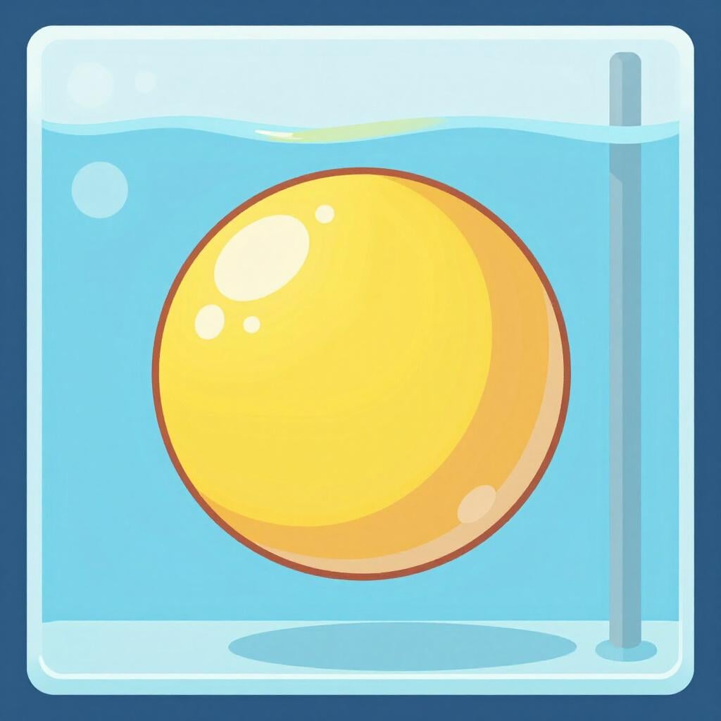 A plastic ball float inside a clean water tank attached to a metal arm.