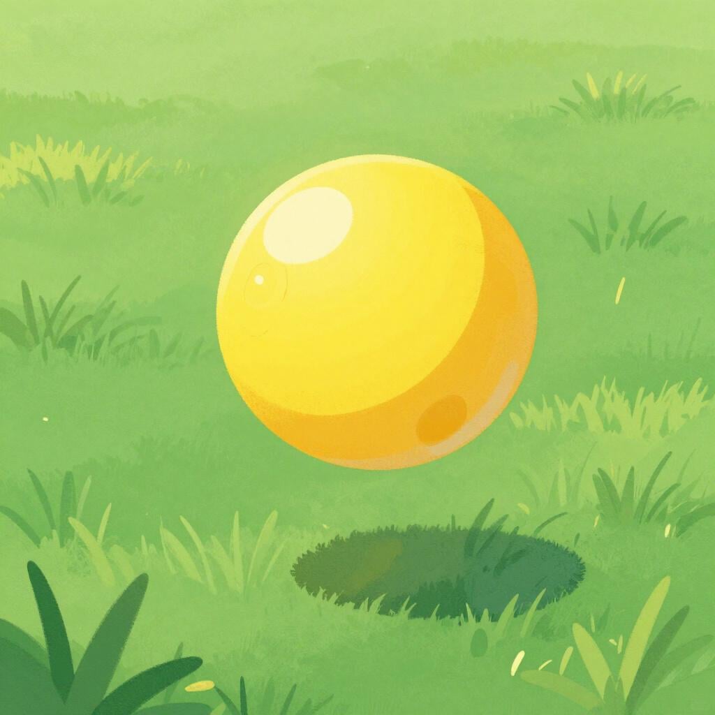 A ball flying through the air after being tossed.