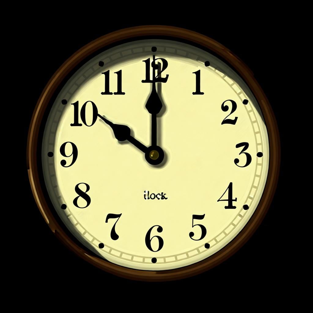 A classic analog clock with the hands pointing to exactly one o'clock.