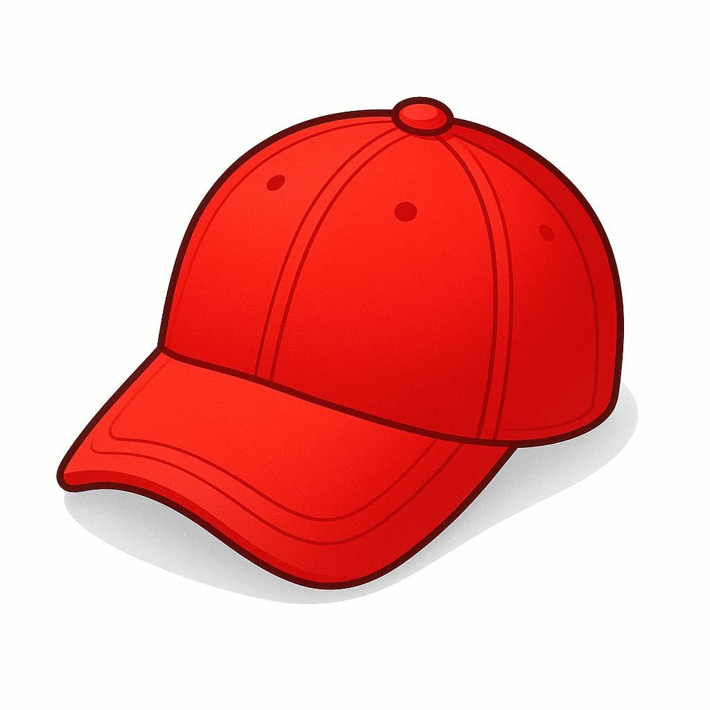 A simple, bright red baseball cap with a curved visor resting on a plain background.