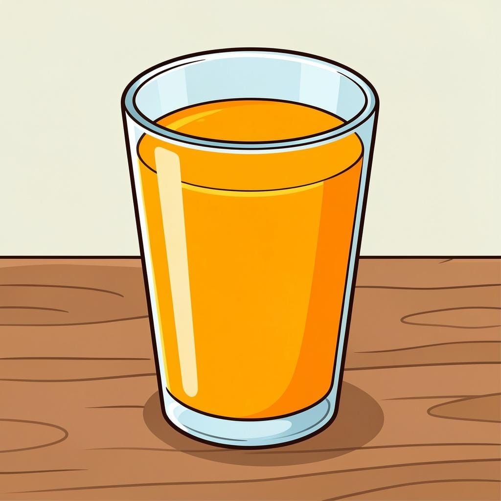 A glass completely filled with bright orange juice to the very brim.