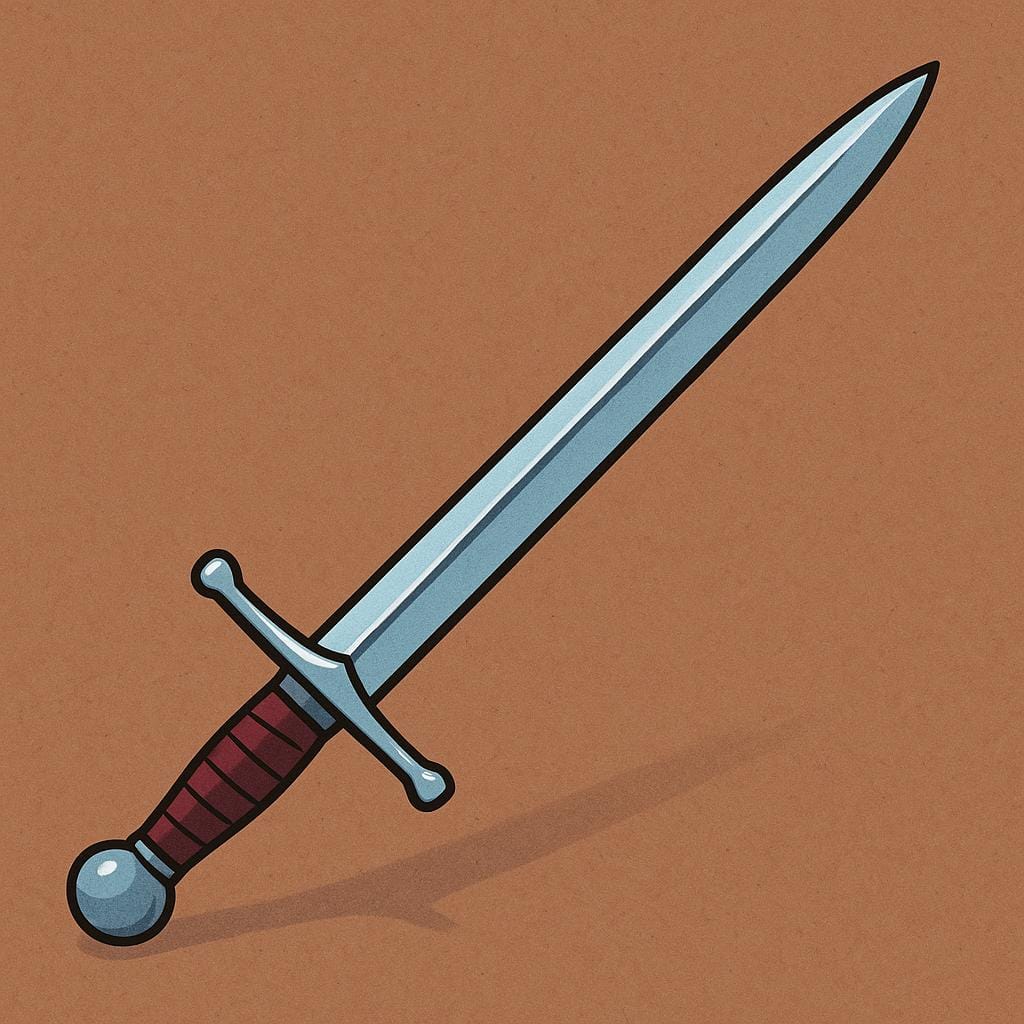 A specialized, long, slightly curved silver sword known as an estoque, used by a matador for the final thrust.