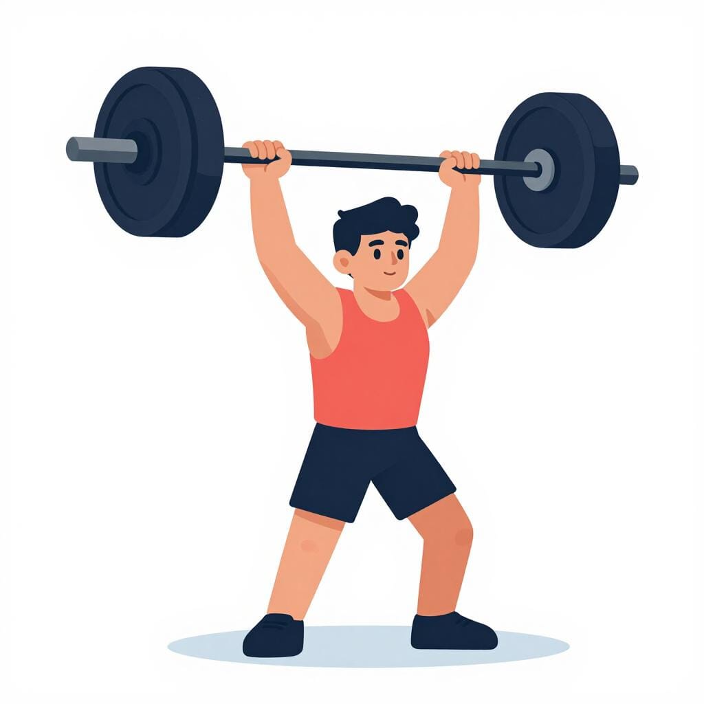 Una persona che solleva un bilanciere pesante in una semplice palestra.