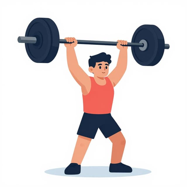 A person lifting a heavy barbell in a simple gym setting.