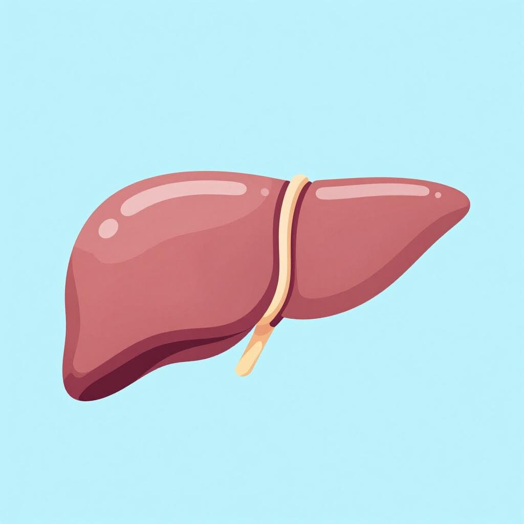Une illustration simple et épurée d'un foie humain sain.