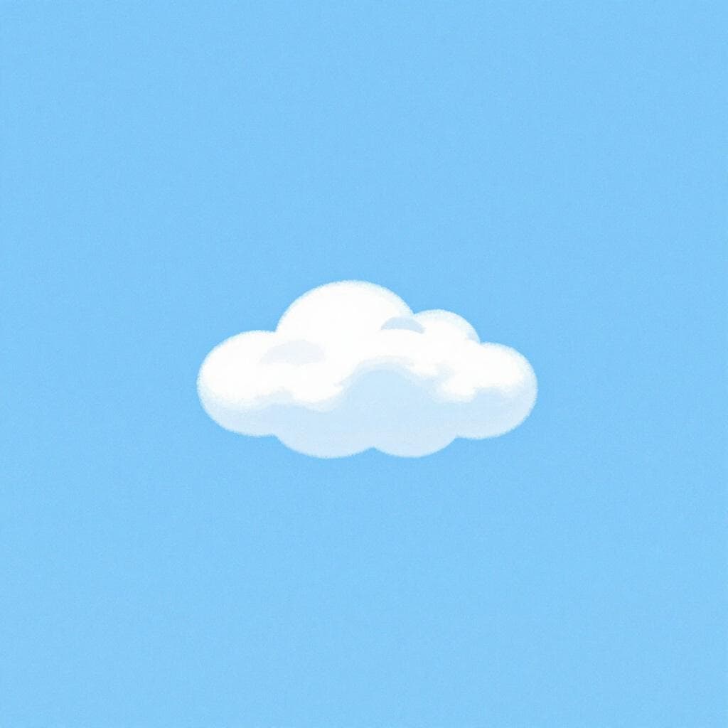 A vast, clear sky in a beautiful shade of light blue with a single small fluffy white cloud.