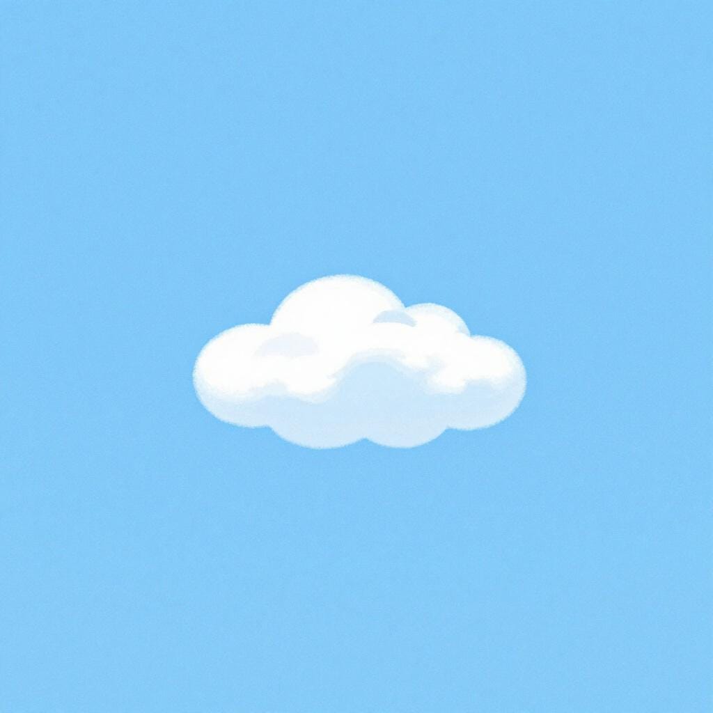 A vast, clear sky in a beautiful shade of light blue with a single small fluffy white cloud.