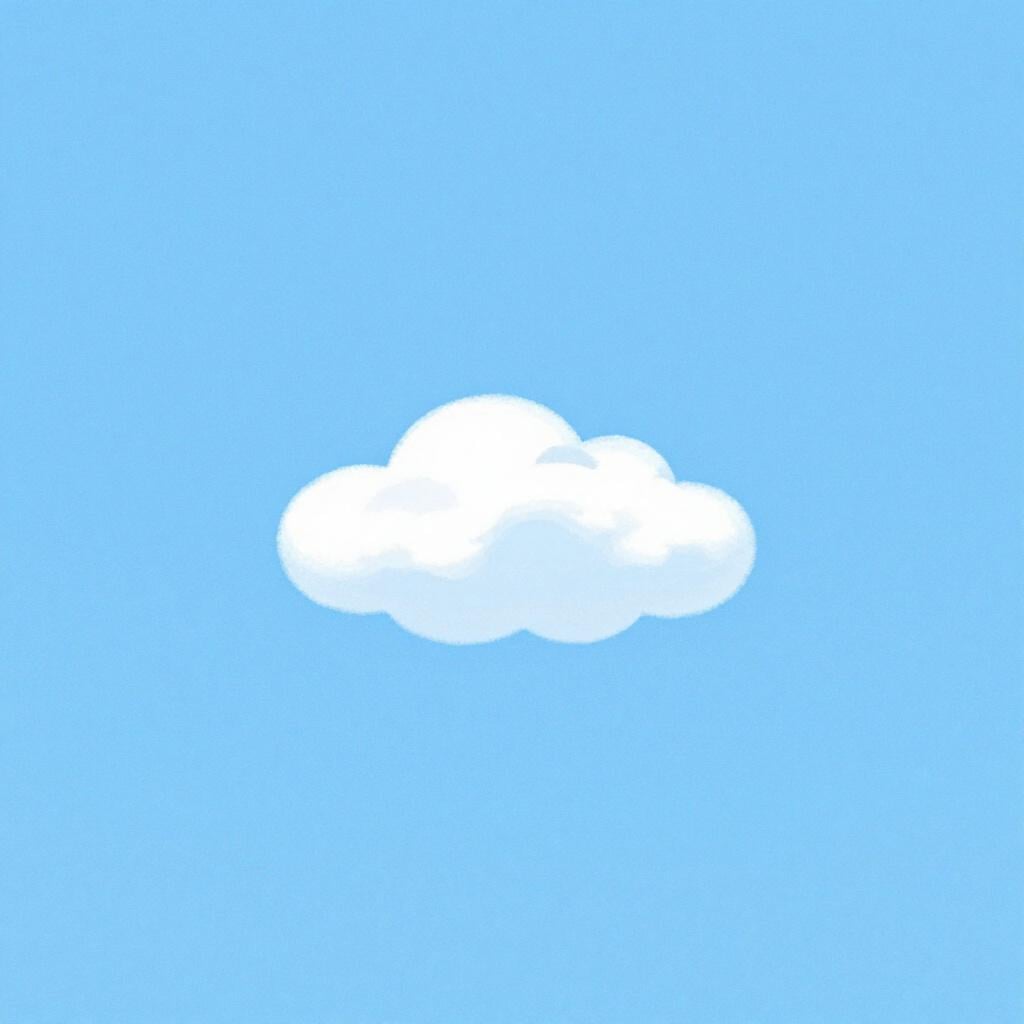 A vast, clear sky in a beautiful shade of light blue with a single small fluffy white cloud.