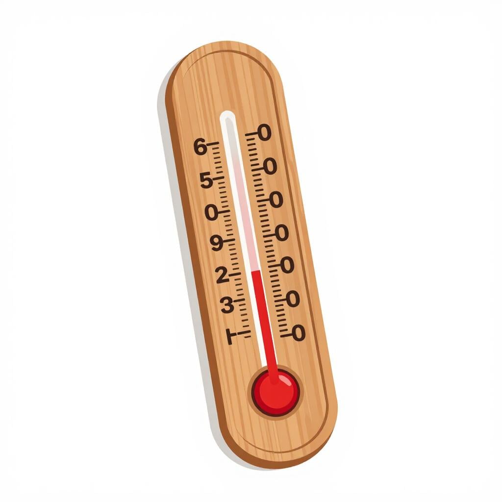 A simple wooden thermometer showing a high level of red liquid.