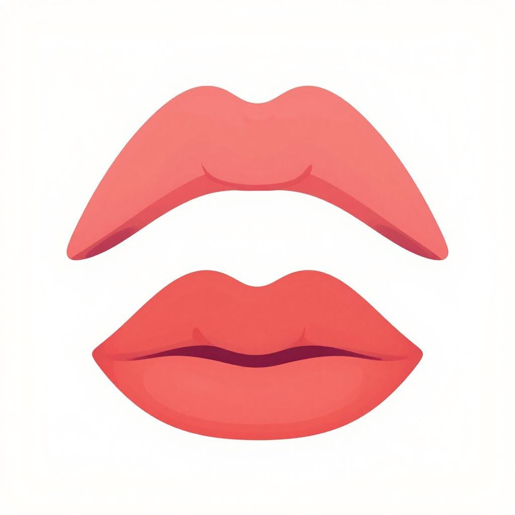 A close-up illustration of a smiling pair of human lips.
