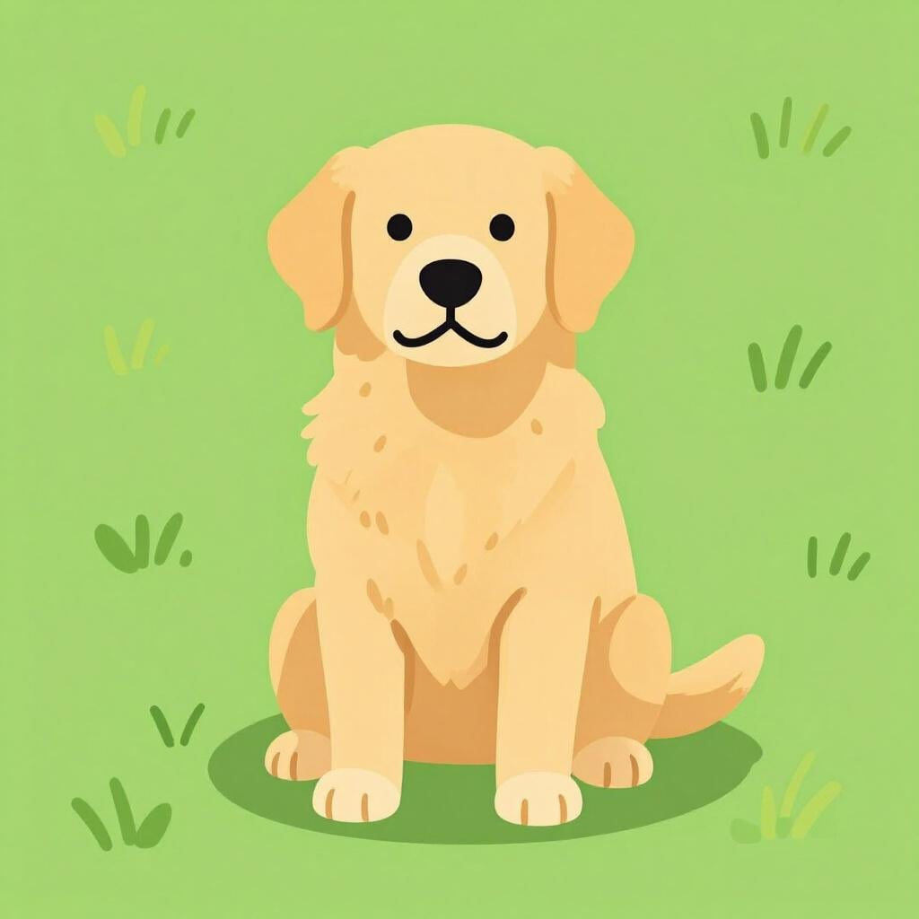 Ein freundlicher Golden Retriever, der ruhig sitzt und seine sanfte Natur repräsentiert.