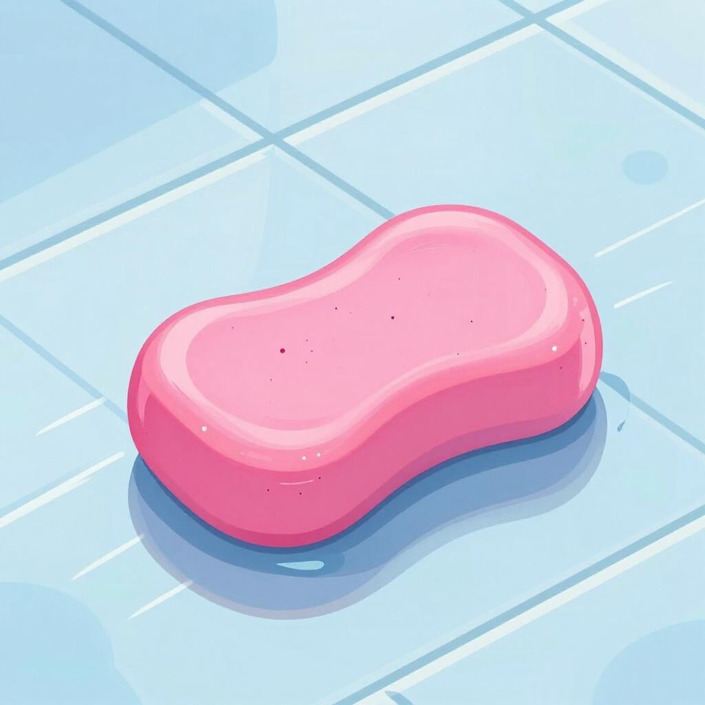 Ein kleiner nasser Seifenstück, der schnell über eine glatte Oberfläche gleitet.