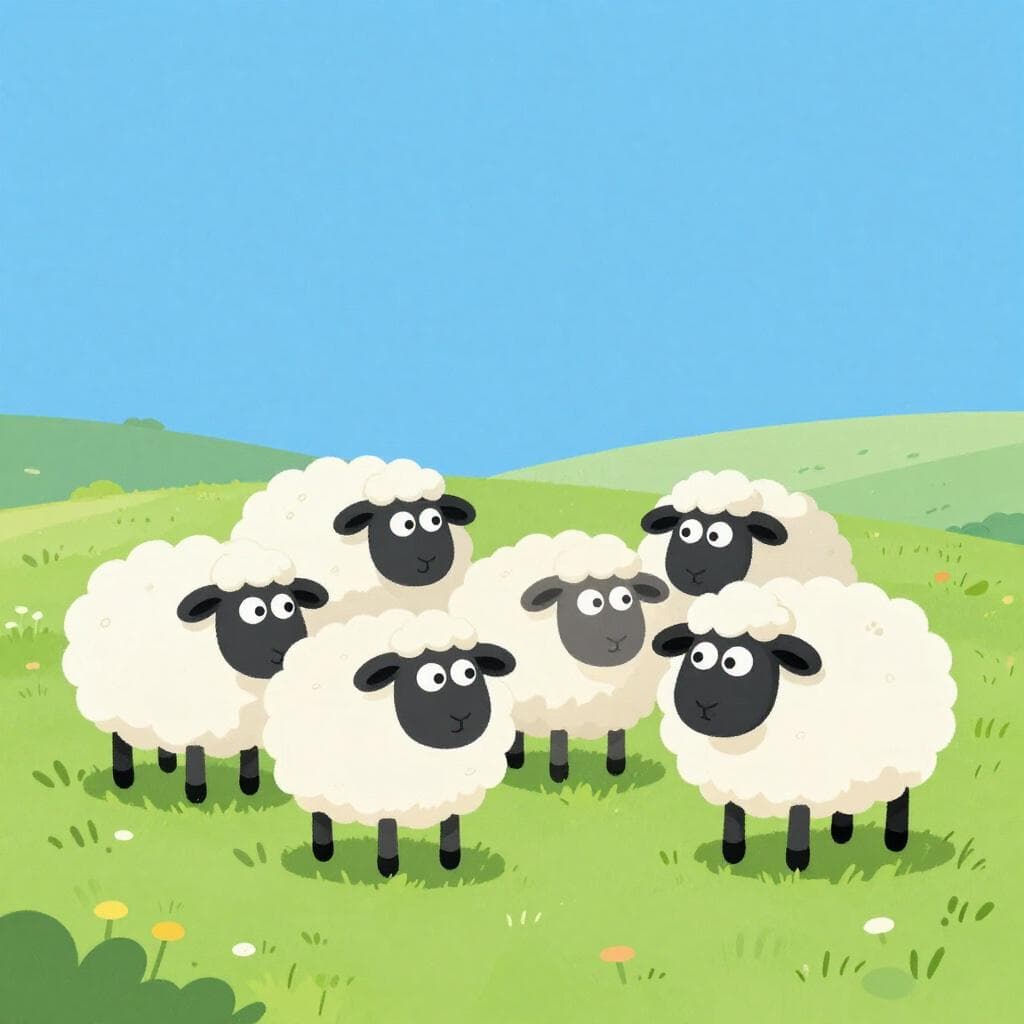 Un groupe de moutons blancs et duveteux se tenant ensemble dans une prairie verdoyante.