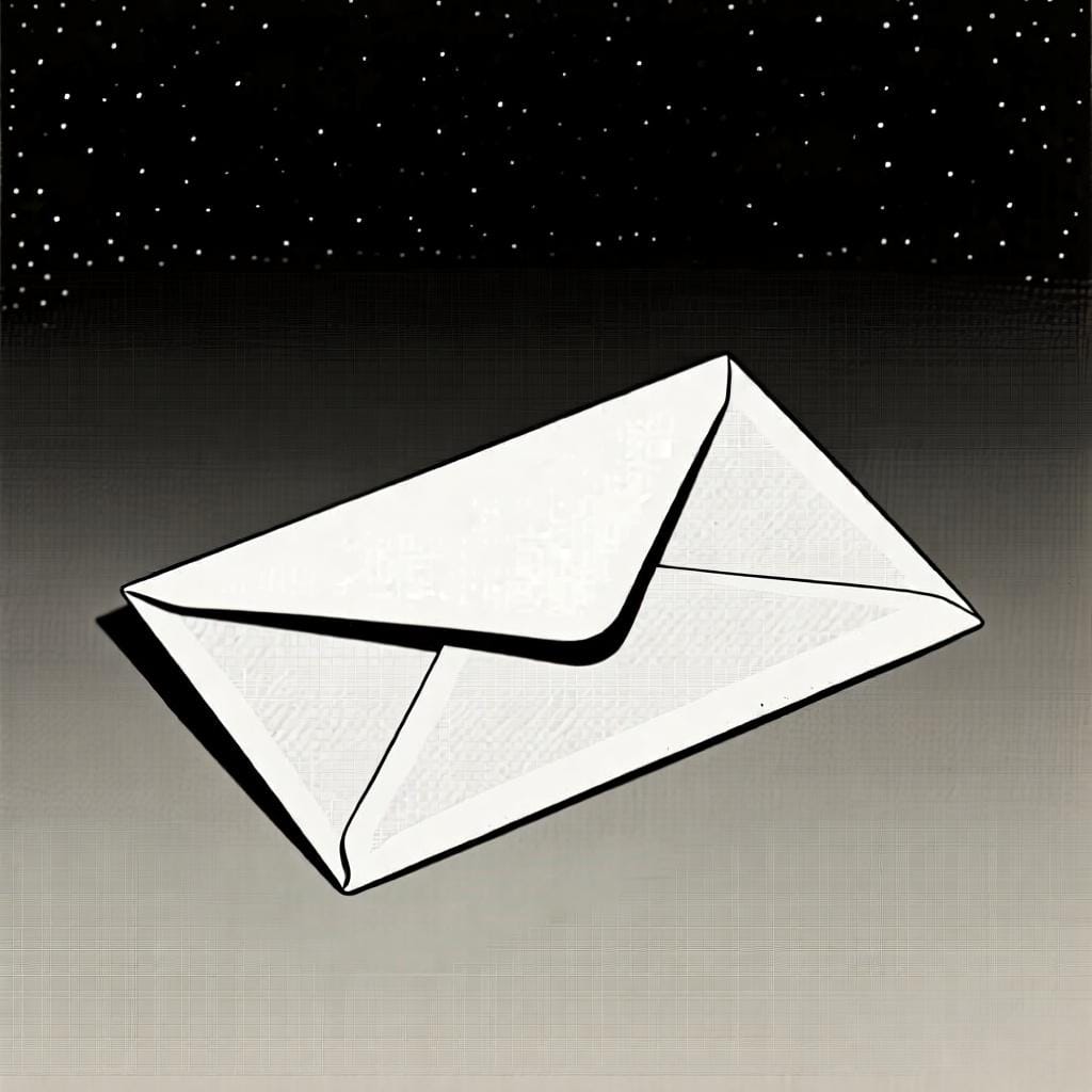 A single white mailing envelope, sealed and ready to be sent.