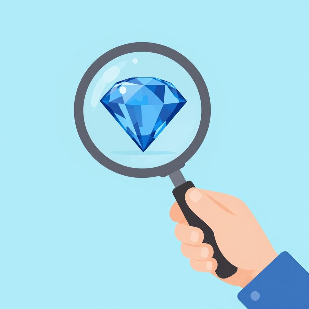 An expert looking at a sparkling diamond with a magnifying glass.