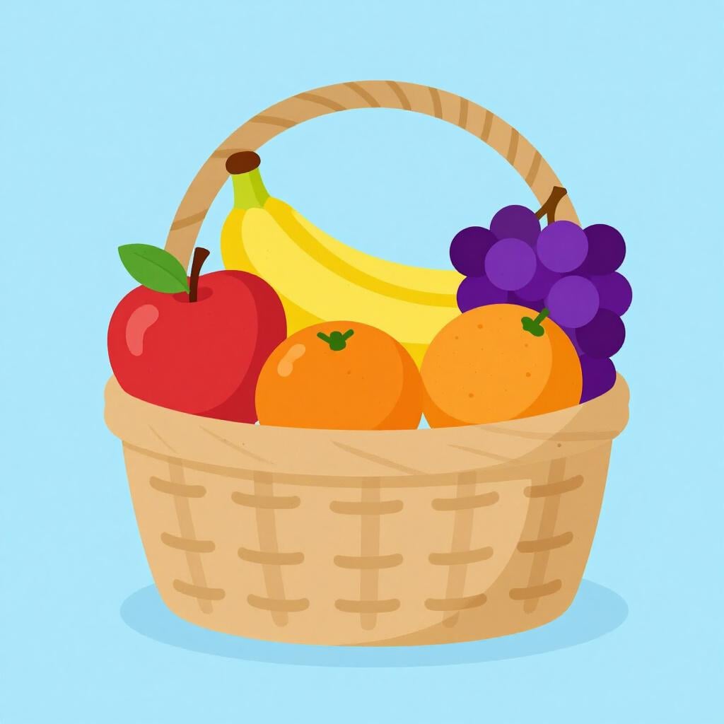 A basket filled with many different types of colorful fruits like grapes, apples, bananas, and oranges.