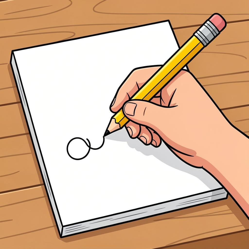 A hand holding a pencil and writing on a small piece of paper.