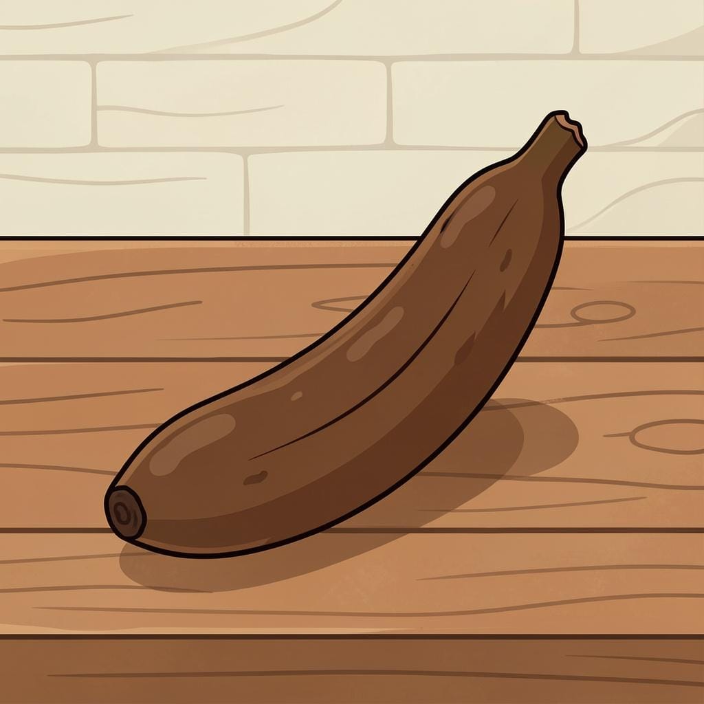 A bowl of fruit with a very brown, mushy banana and a shriveled apple.