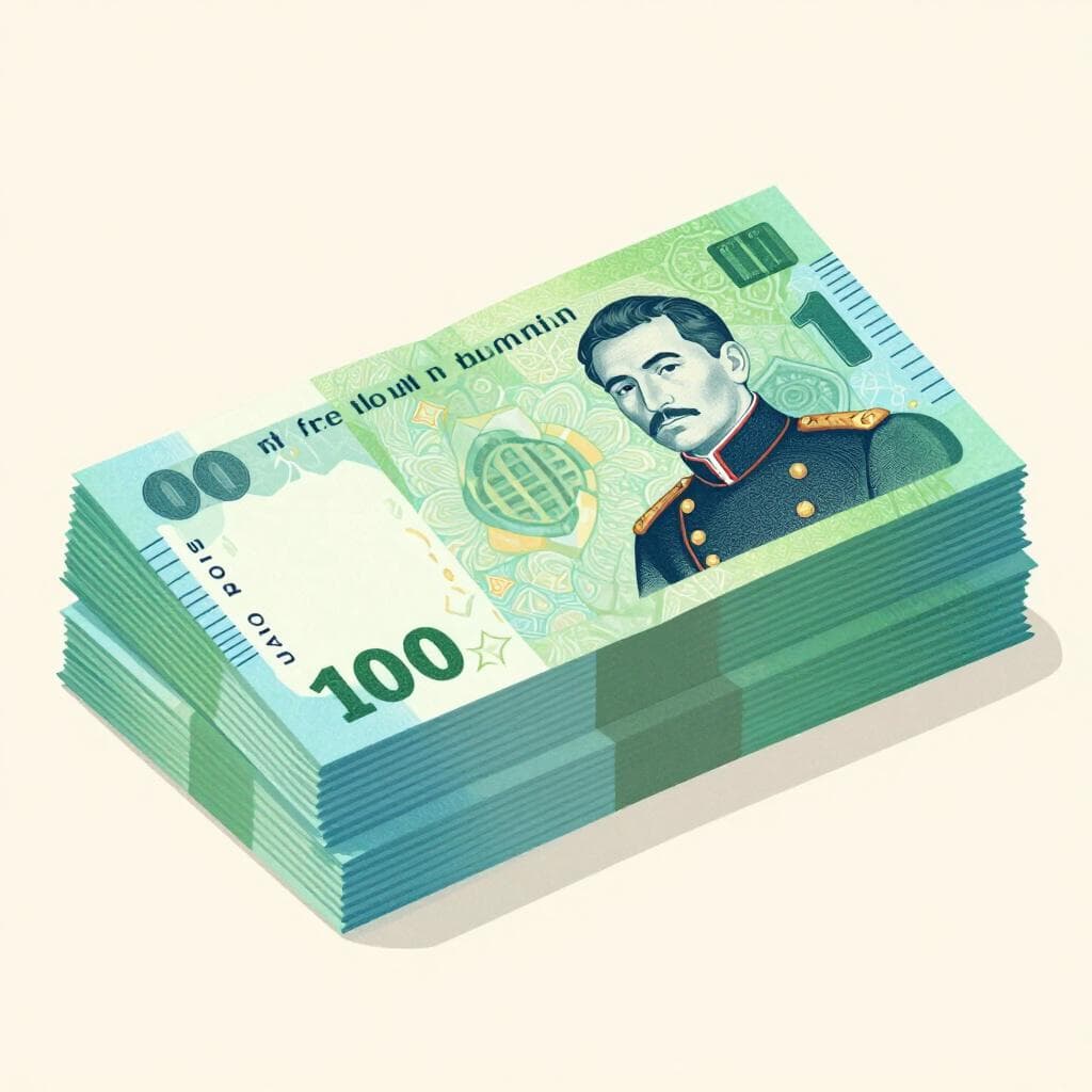 Une pile de billets colorés avec le portrait d'une figure historique, représentant la monnaie vénézuélienne.