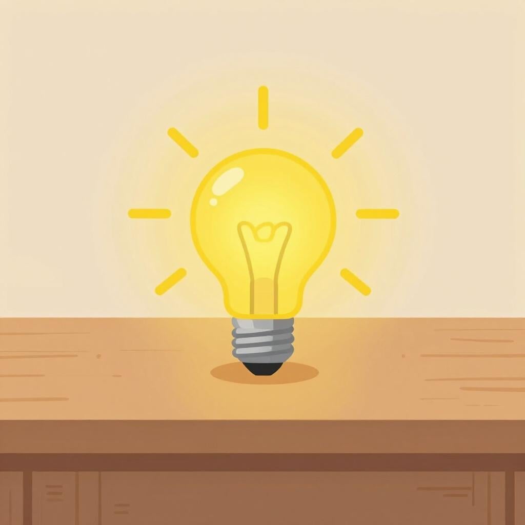En starkt lysande gul glödlampa på ett rent skrivbord, som symboliserar hög effektivitet och utmärkt prestation.