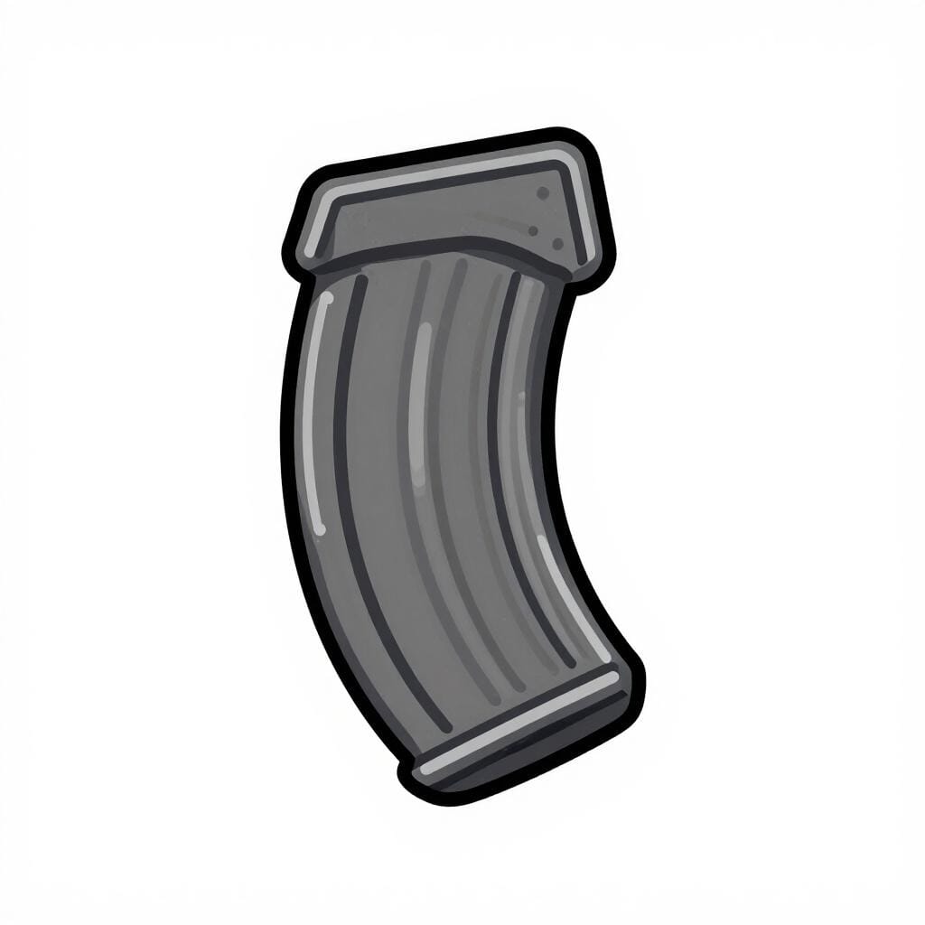 Un chargeur métallique pour une arme à feu.