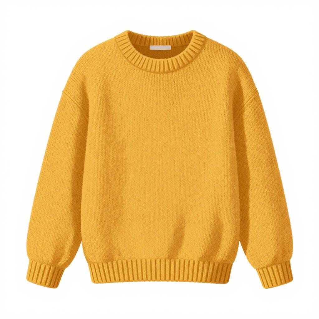Un maglione accogliente in maglia di un giallo senape intenso.