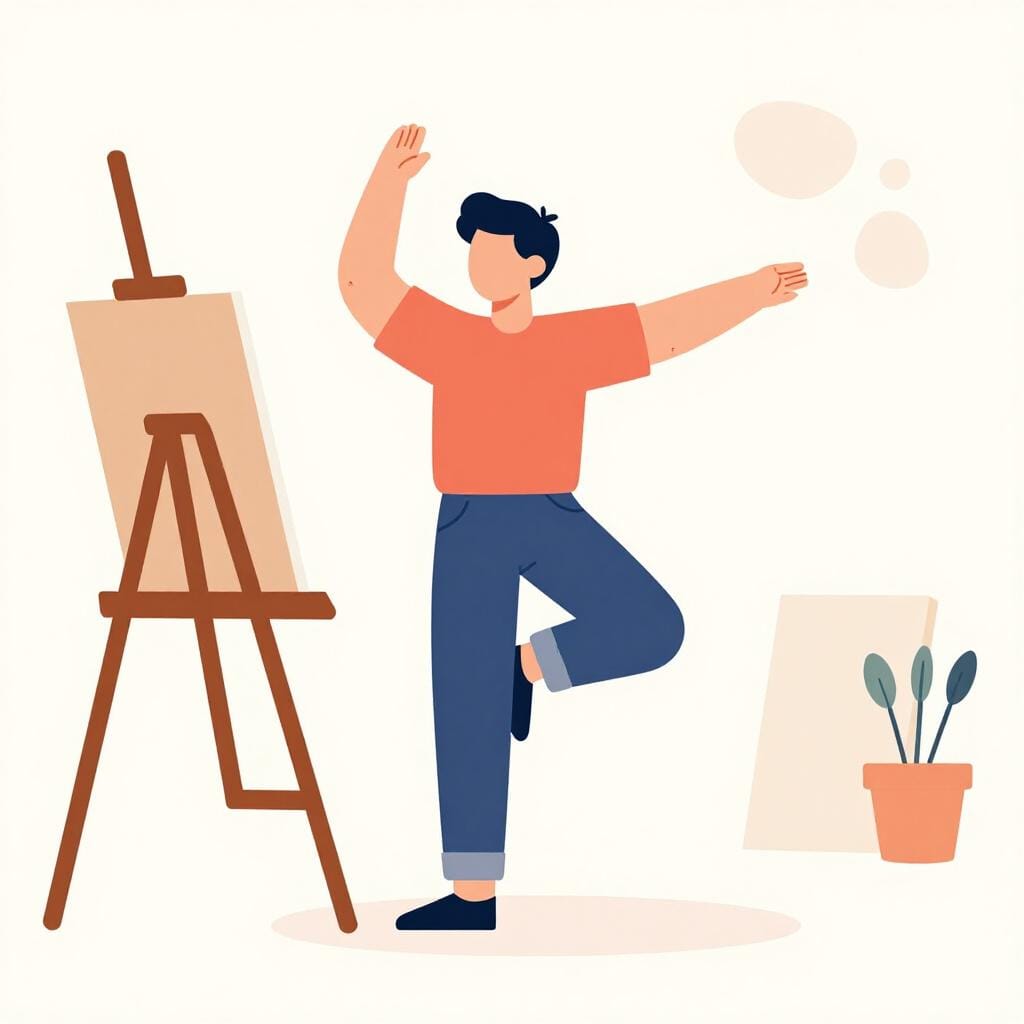 A person standing in a formal pose for a painter.