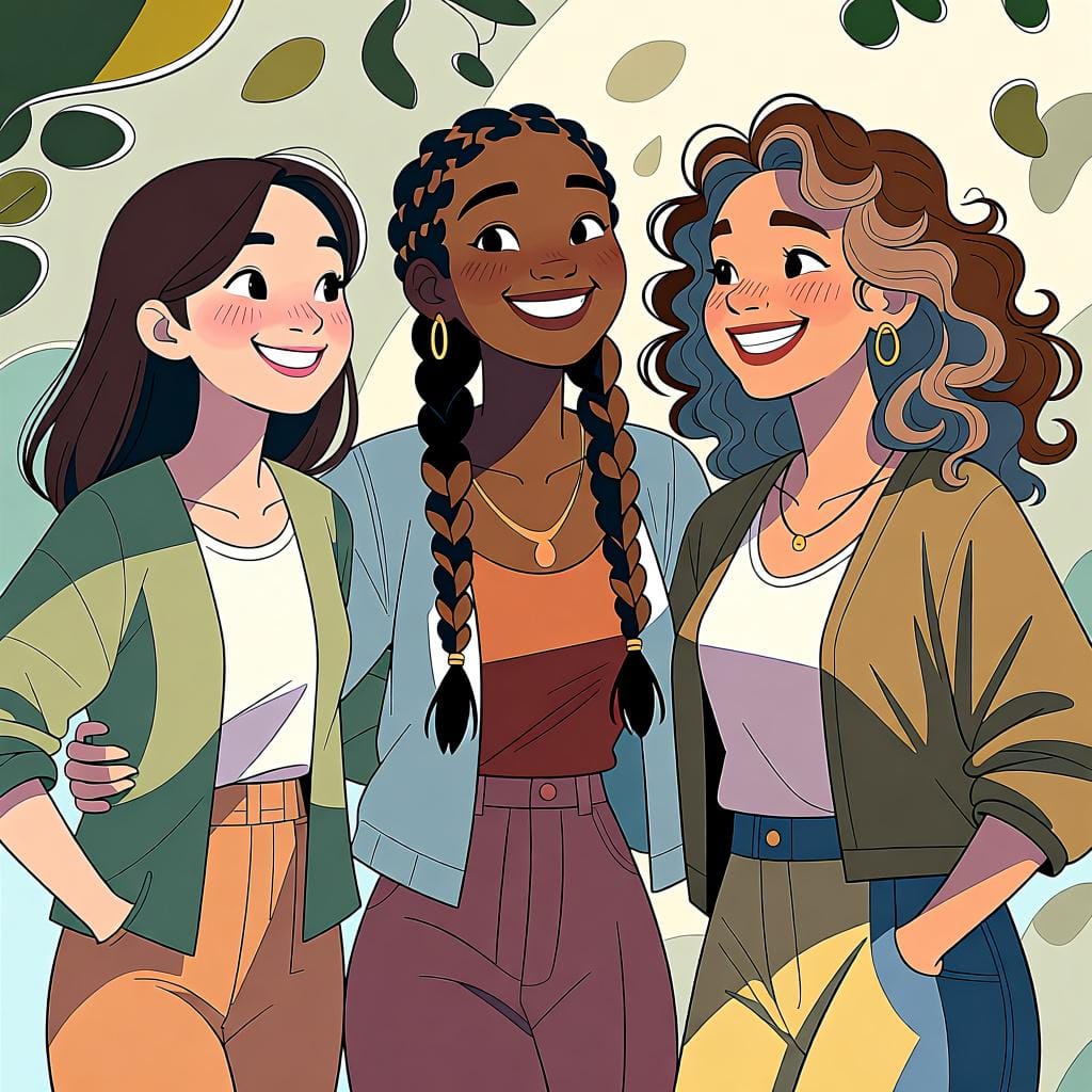 Un gruppo eterogeneo di donne adulte sorridenti e sicure di sé.