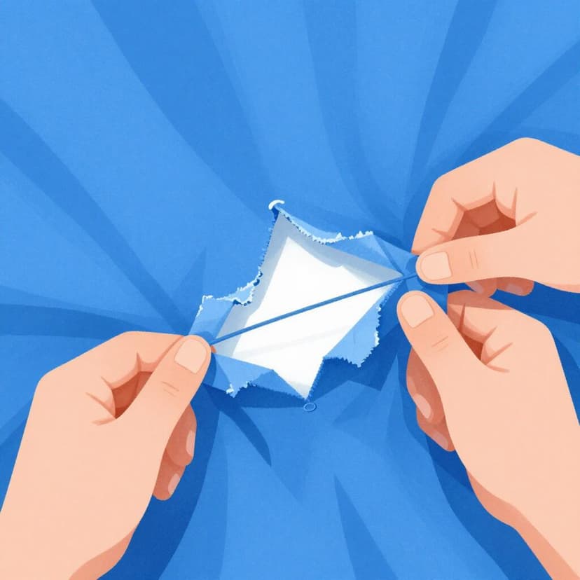 Ein Stück bunter Stoff, das in der Mitte auseinandergezogen wird und reißt.