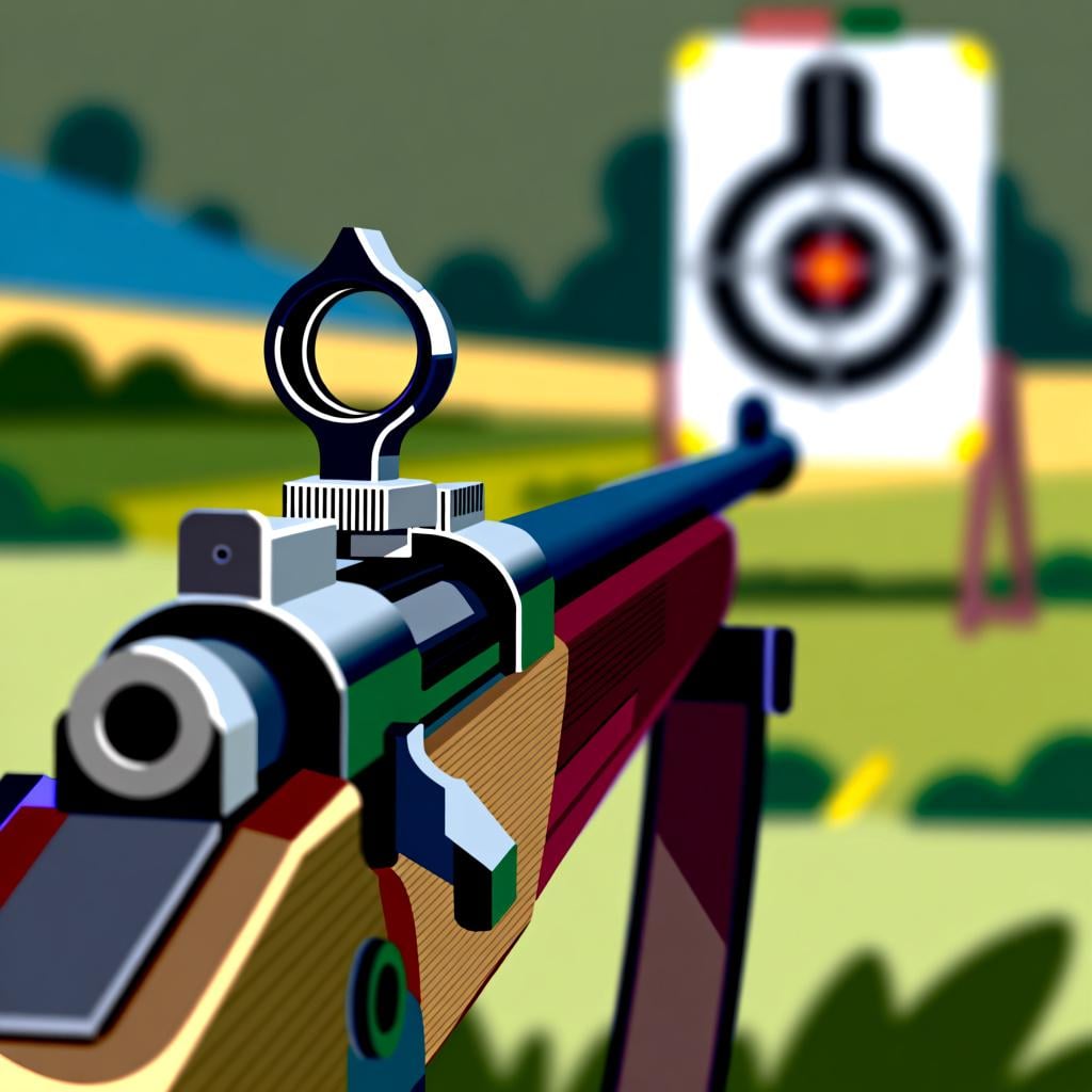The sights on a rifle used for aiming at a distant target.