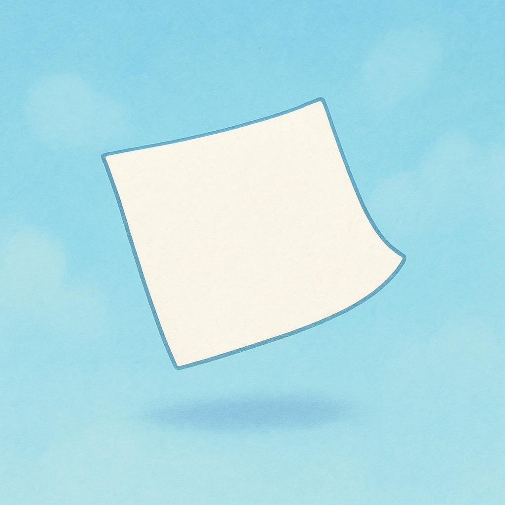 A single, rectangular sheet of paper, suggesting an advertisement or notice, floating gently downwards.
