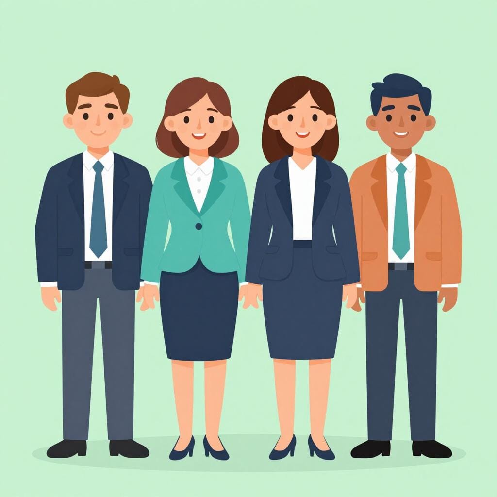 Een groep diverse mensen staat samen in een rij, wat een lijst of selectie van kandidaten vertegenwoordigt.