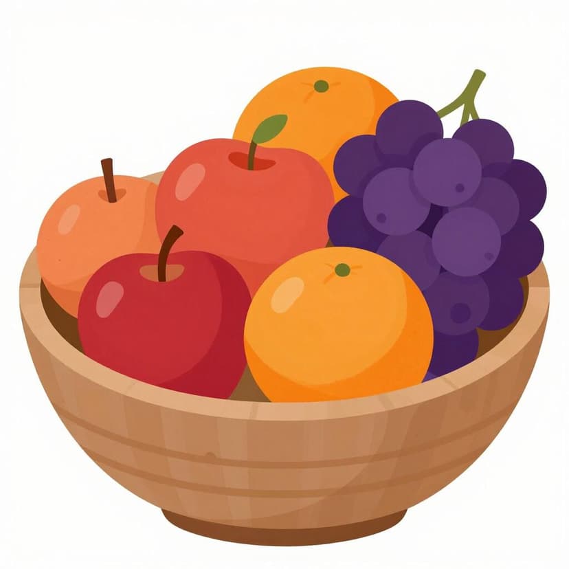 Una ciotola di legno riempita con vari frutti freschi come mele, arance e uva.