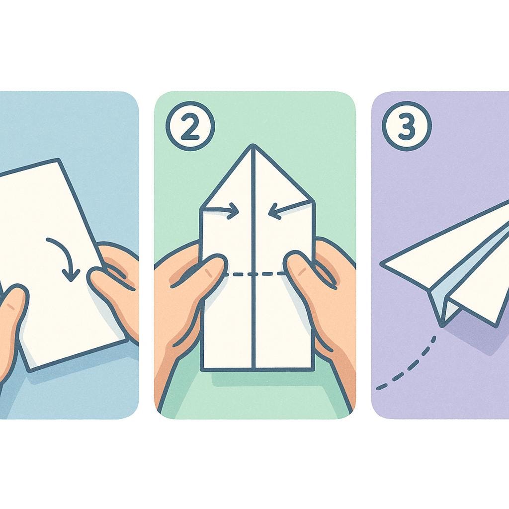 A high quality storybook illustration showing three distinct, sequential panels arranged horizontally. The panels visually depict a simple, detailed procedure, such as making a cup of tea: boiling water, adding a teabag to a cup, and finally stirring the finished tea.