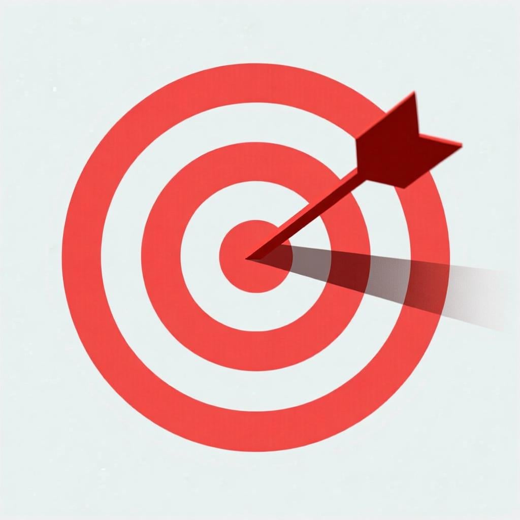 A brightly colored, simple arrow hitting the exact center of a bullseye target, illustrating the concept of a defined goal or purpose.