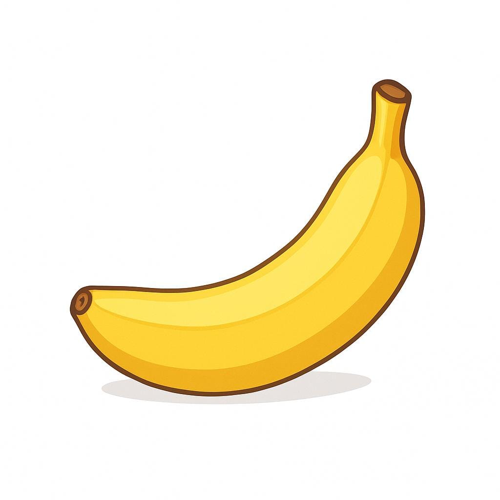 A single, ripe yellow banana resting on a plain surface.