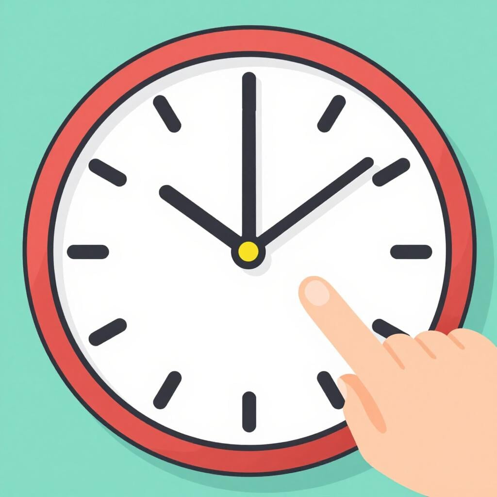 A person using their finger to move the hand of a large round wall clock backwards.