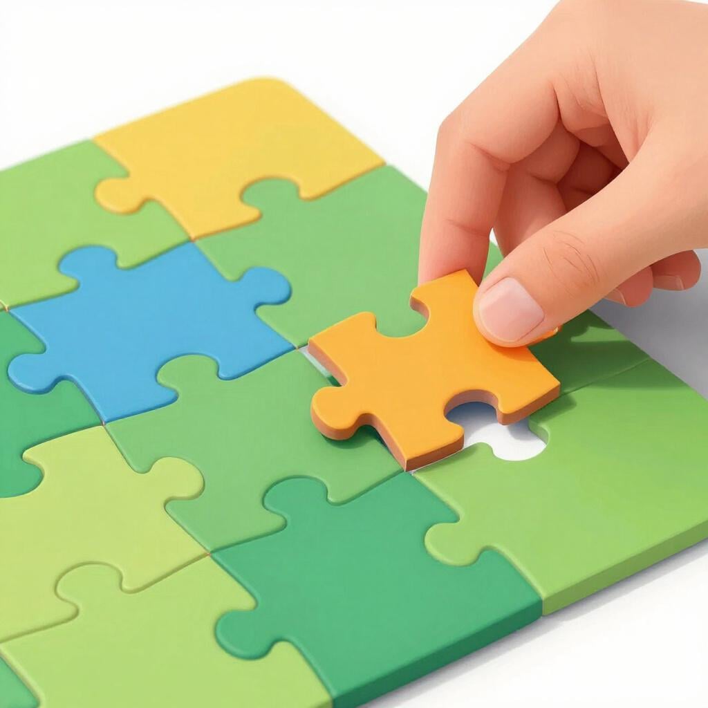 A hand placing the final piece into a jigsaw puzzle to complete the picture.