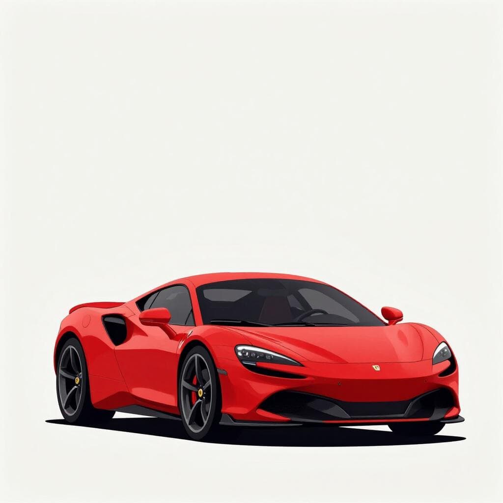 Une voiture de sport de luxe rouge vif, élégante, garée sur une route simple.