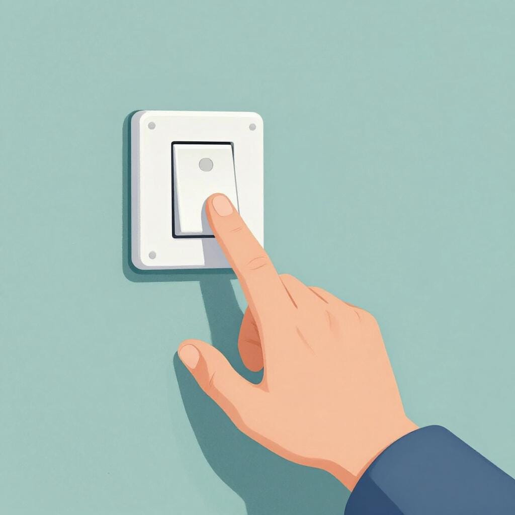 A person reaching their hand out in the dark to find a light switch.